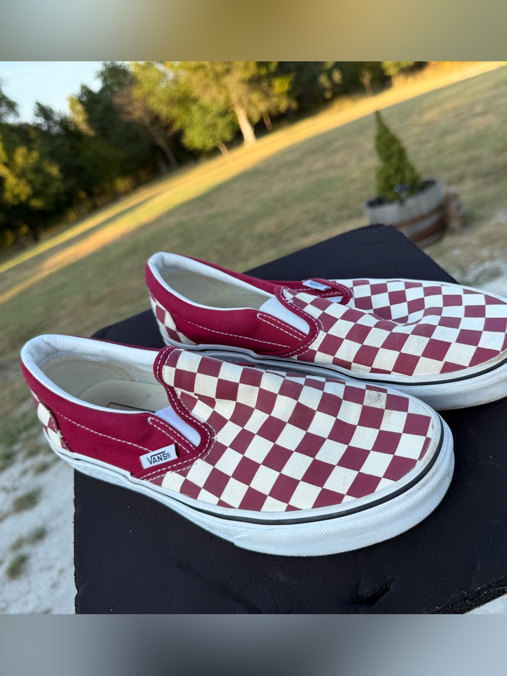 Vans Kids' Classic Slip-On Checkerboard Sneakers - Red/White